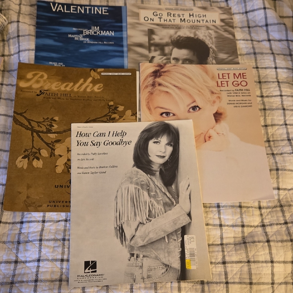 Collection of 5 90s Country  Music Sheet Music